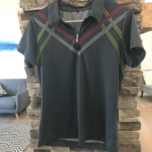 Nike Dri fit golf polo in gray with plaid print